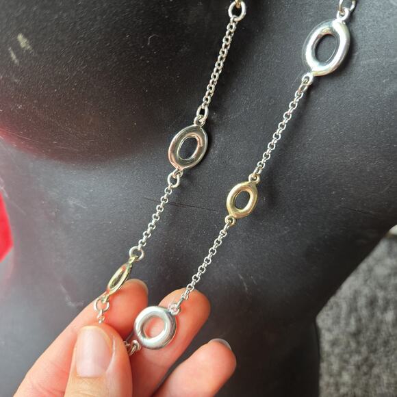 Etienne Aigner Chain long Necklace in silver tone - Picture 3 of 6